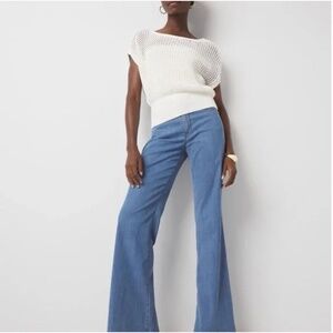 White House Black Market Short Sleeve Open Stitch Knit Sweater Size XXSP White